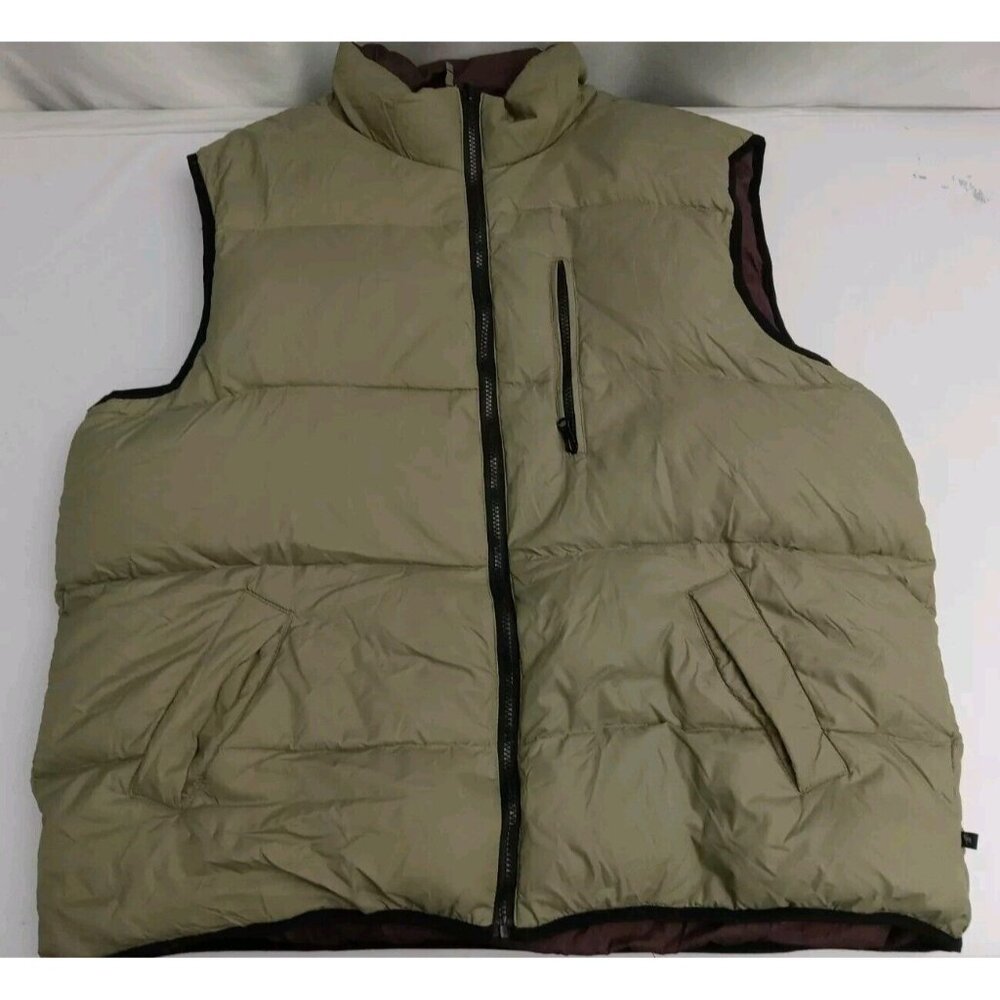 Moose Creek Men Reversible Down Fill Puffer Vest Sz XXL Egg Burgundy Jacket Zip